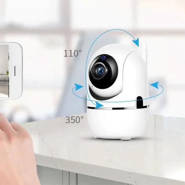 Alt view image 3 of 7 - Single-Antenna Minion-Shaped Smart WiFi Security Camera Infrared HD Night Vision, Wireless Home Surveillance, Motion Detection, Two-Way Audio - white