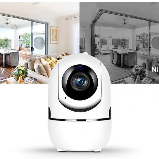 Alt view image 2 of 7 - Single-Antenna Minion-Shaped Smart WiFi Security Camera Infrared HD Night Vision, Wireless Home Surveillance, Motion Detection, Two-Way Audio - white