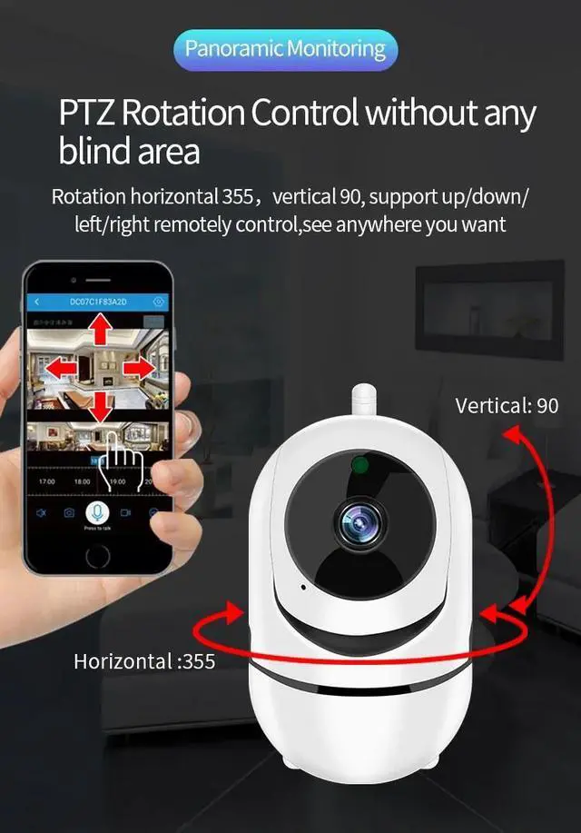 Alt view image 6 of 7 - Single-Antenna Minion-Shaped Smart WiFi Security Camera Infrared HD Night Vision, Wireless Home Surveillance, Motion Detection, Two-Way Audio - white