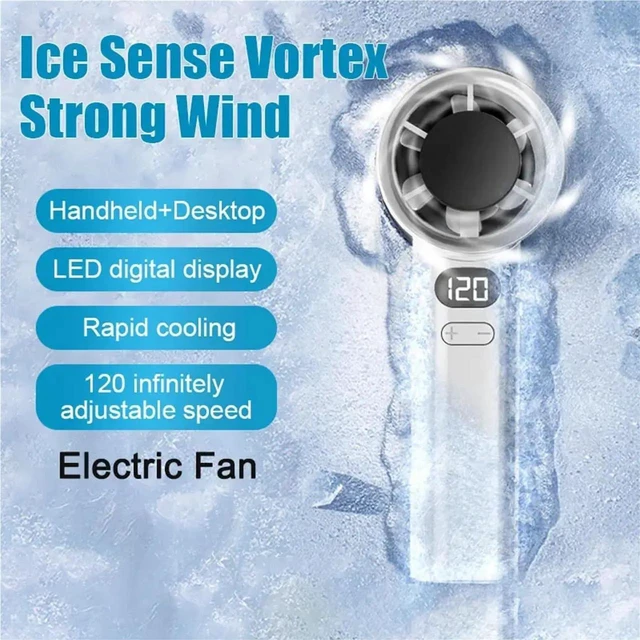 Alt view image 2 of 7 - Handheld Fan. Mini Handheld Fan 120 Speed Portable Desktop Fans Instant Cooling with Ice Mode Rechargeable Stylish Fan .Portable(Gray)