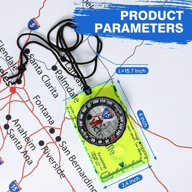 Alt view image 3 of 7 - Outdoor Compass with Adjustable Declination, Magnifier, Ruler, Scale, Multifunctional Kids Waterproof Compass for Map Reading, Hiking, Camping, Navigation and Survival.