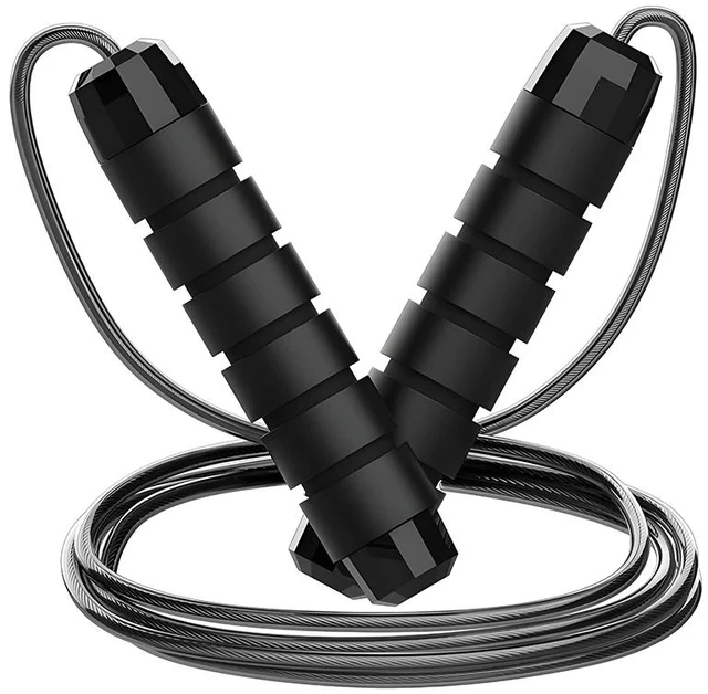 Alt view image 7 of 7 - Jump Rope, Adjustable Jump Ropes for Fitness for Women Men and Kids Tangle-Free Rapid Speed Jumping Rope Cable with Ball Bearings Exercise&Slim Body at Home School Gym Black + Storage Pouch