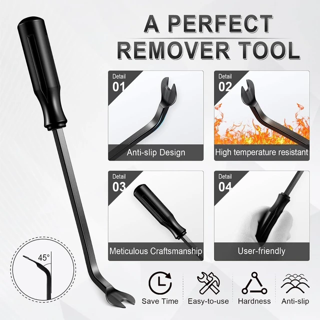 Alt view image 4 of 7 - 17 pcs Auto Trim Removal Tool Kit, No Scratch Plastic Pry Tool Kit - Interior Door Panel Clip Fastener Removal Set for Vehicle Dash Radio Audio Installer (Black)