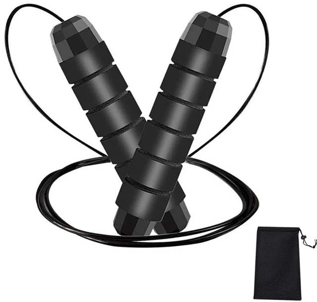 Main image of Jump Rope, Adjustable Jump Ropes for Fitness for Women Men and Kids Tangle-Free Rapid Speed Jumping Rope Cable with Ball Bearings Exercise&Slim Body at Home School Gym Black + Storage Pouch