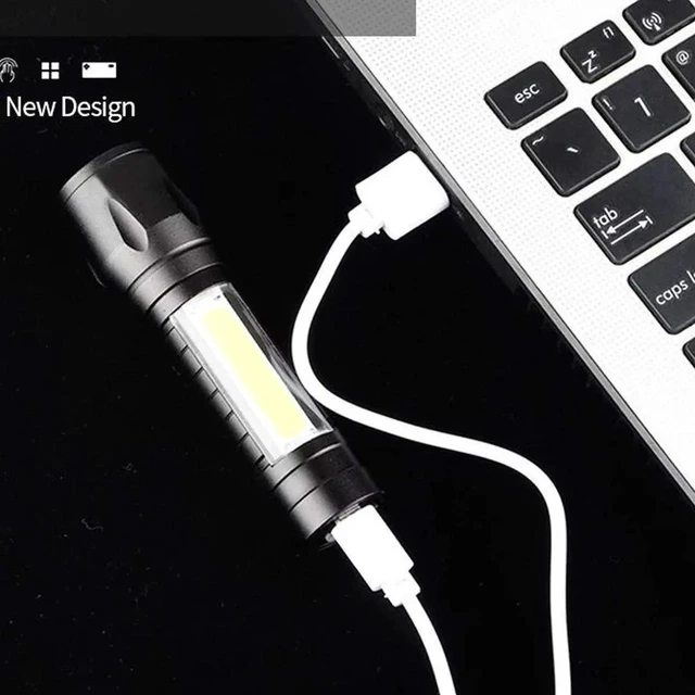 Alt view image 4 of 7 - Mini LED Flashlight Rechargeable with cob Reader Lamp Adjustable Focus and 3 Light Modes For Camping Hiking