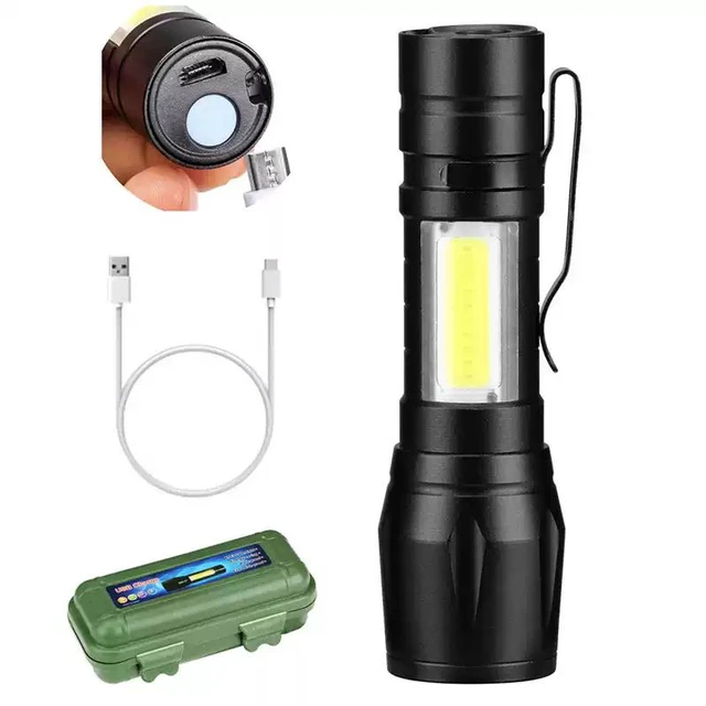 Main image of Mini LED Flashlight Rechargeable with cob Reader Lamp Adjustable Focus and 3 Light Modes For Camping Hiking