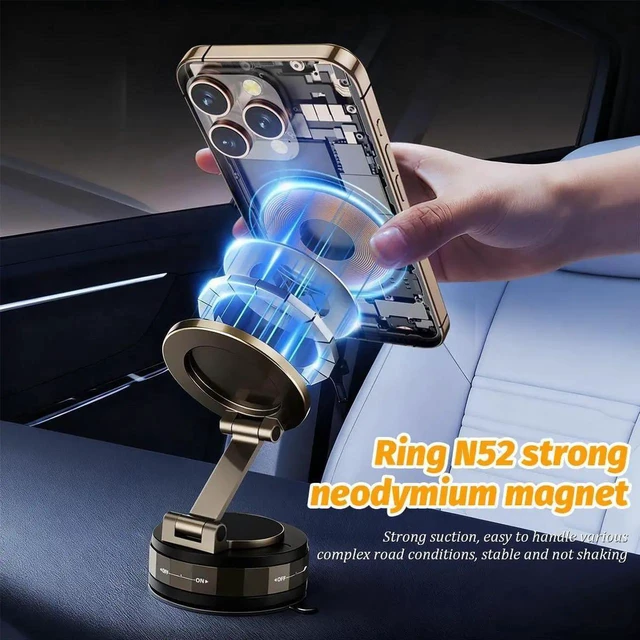 Alt view image 3 of 7 - Vacuum Magnetic Car Phone Holder, 360° Adjustable Vehicle Dashboard Cell Phone Mount with Suction Cup, Foldable Automotive Windshield Smartphone Holder, Universal for SUV RV Truck