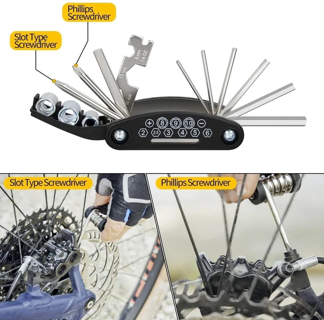 Alt view image 7 of 7 - Bike Multi Tool, 16 in 1 Bicycle Multi-Tool, Bicycle Repair Tool, Portable Foldable Bike Multitool Cycling Tool