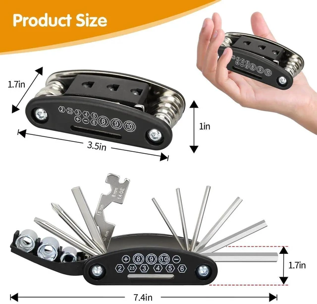 Alt view image 3 of 7 - Bike Multi Tool, 16 in 1 Bicycle Multi-Tool, Bicycle Repair Tool, Portable Foldable Bike Multitool Cycling Tool