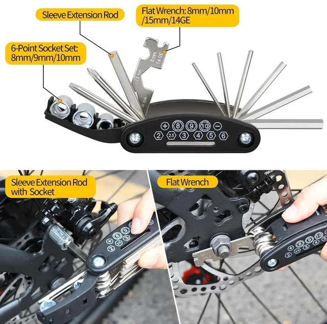 Alt view image 2 of 7 - Bike Multi Tool, 16 in 1 Bicycle Multi-Tool, Bicycle Repair Tool, Portable Foldable Bike Multitool Cycling Tool