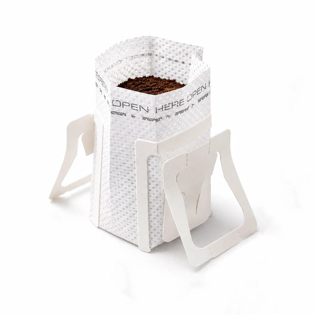 Main image of Hanging Ear Coffee Filter Bags, 50 Count | Disposable, Portable Single Serve, Non-Woven Pour Over Pouches, For Travel, Camping, Office & Home
