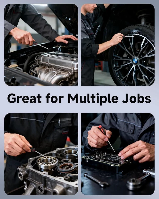 Alt view image 2 of 7 - 4-Piece Pick Set Mechanic, Automotive Hook and Pick Set with Soft Grip & Non-Slip Shaft, Precision Pick Tool & O Ring Pick for Oil Seal, Gasket, Electronics Repair Hose Repair Kits