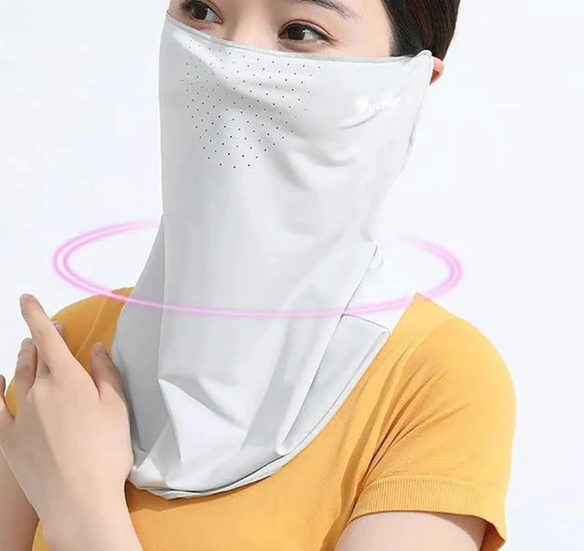 Alt view image 7 of 7 - Soft UV-Sun-Protection Scarf-Face-Mask for Women Men - Summer UPF 50+ Breathable Cooling Neck Coverage Earloop Sunscreen Masks Outdoor Activities