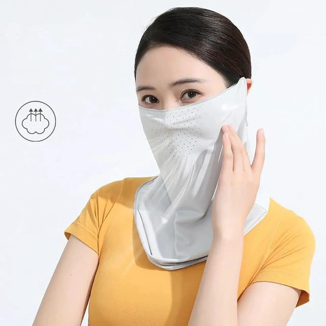 Alt view image 6 of 7 - Soft UV-Sun-Protection Scarf-Face-Mask for Women Men - Summer UPF 50+ Breathable Cooling Neck Coverage Earloop Sunscreen Masks Outdoor Activities