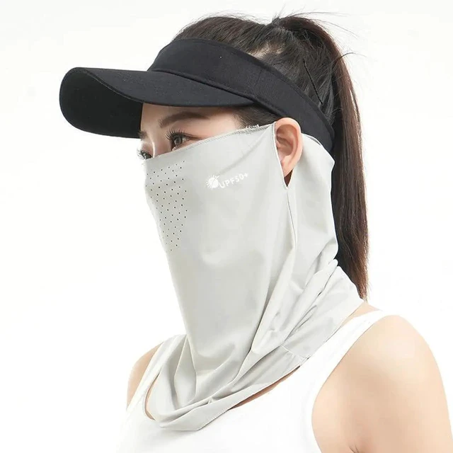 Alt view image 4 of 7 - Soft UV-Sun-Protection Scarf-Face-Mask for Women Men - Summer UPF 50+ Breathable Cooling Neck Coverage Earloop Sunscreen Masks Outdoor Activities