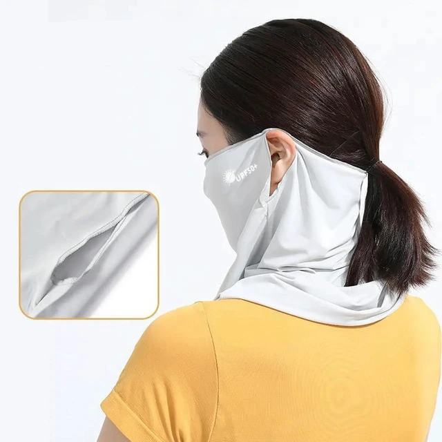Alt view image 3 of 7 - Soft UV-Sun-Protection Scarf-Face-Mask for Women Men - Summer UPF 50+ Breathable Cooling Neck Coverage Earloop Sunscreen Masks Outdoor Activities