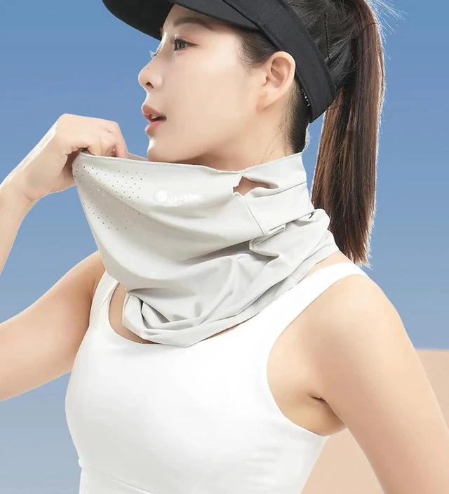Alt view image 2 of 7 - Soft UV-Sun-Protection Scarf-Face-Mask for Women Men - Summer UPF 50+ Breathable Cooling Neck Coverage Earloop Sunscreen Masks Outdoor Activities