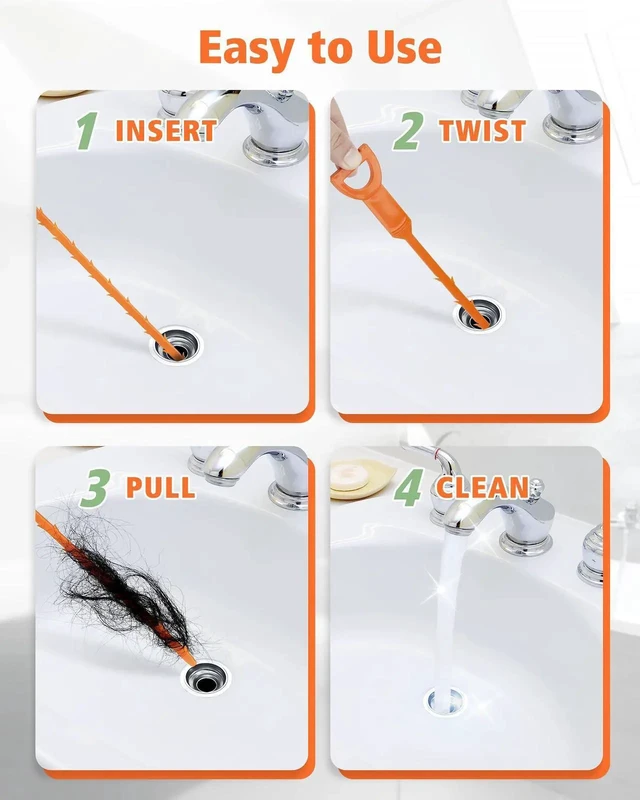 Alt view image 5 of 6 - Drain Clog Remover, Drain Hair Removal Tool, Drain Hair Remover Plumbing Snake, Drain Cleaner Hair Clog Remover, Shower Drain Hair Catcher, Easy & Quik to Use on Most Drains - 6 Pack