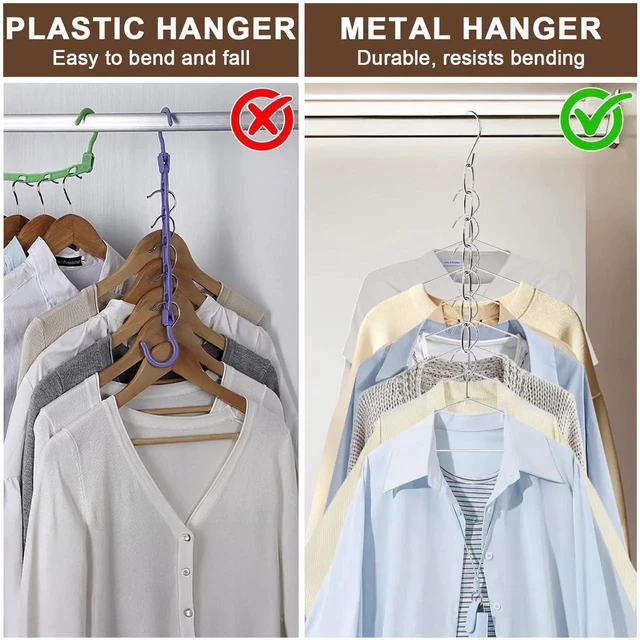 Alt view image 5 of 7 - Saving Hangers, 4 Pack Metal 7-Loop Clothing Chain Hanger Organizer | Collapsible Closet Space Saver for Clothes, Small Closet Organizers and Storage for Dorm, Home, RV, Travel, Wrinkle Reducing
