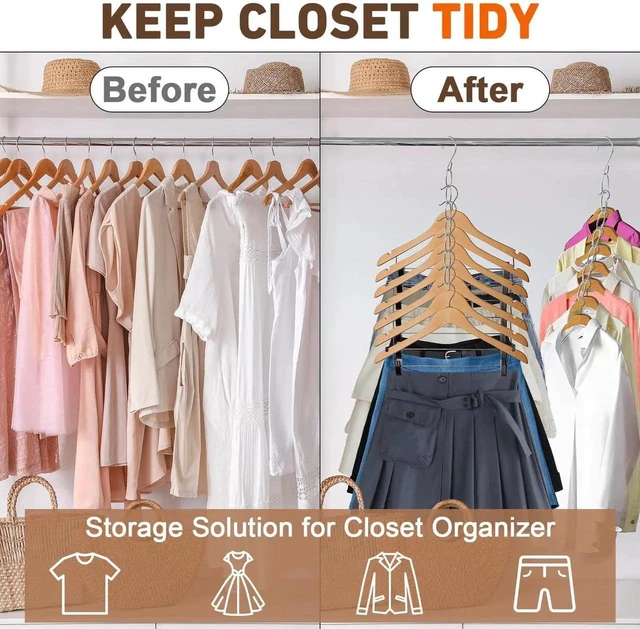 Alt view image 2 of 7 - Saving Hangers, 4 Pack Metal 7-Loop Clothing Chain Hanger Organizer | Collapsible Closet Space Saver for Clothes, Small Closet Organizers and Storage for Dorm, Home, RV, Travel, Wrinkle Reducing