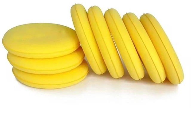 Main image of 8Pcs Car Waxing Polish Sponges,Yellow Car Waxing Polish Sponges 10cm Car Detailing Applicator Pads Round Pocket Microfiber Foam,Body Repair Tools