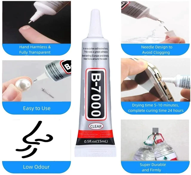 Alt view image 2 of 7 - B7000 15ml Clear Acrylic Super Glue, Gel, Waterproof, Flexible, Anti-Vibration, for Electronics, Textile, Shoe, Household