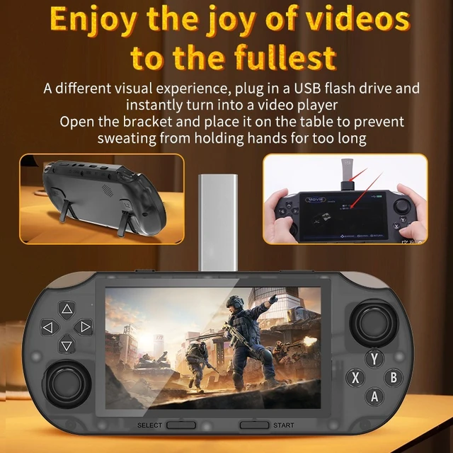 Alt view image 2 of 6 - SF3000 Handheld Game Console Two-Player TV Connection, HD Large Screen with Joysticks, Retro Open-Source Arcade Handheld, 64GB, with 2 Controllers