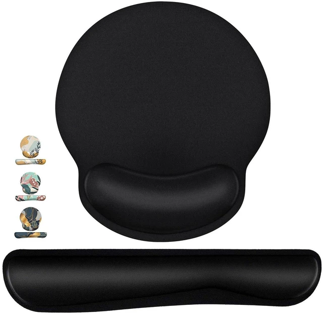 Main image of Mouse Pad and Keyboard Wrist Rest- Ergonomic Wrist Pad for Computer Keyboard and Mouse Pad, Memory Foam Wrist Support for Comfy Typing (Mouse pad Set, Classic Black)