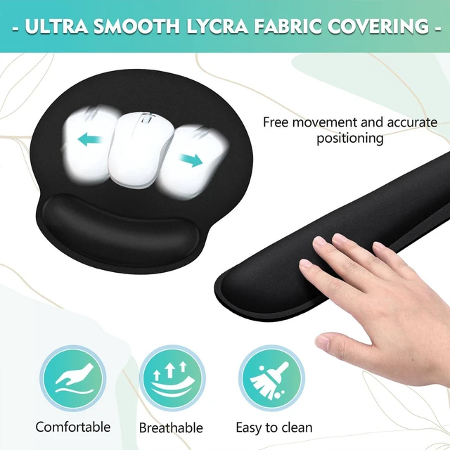 Alt view image 2 of 7 - Mouse Pad and Keyboard Wrist Rest- Ergonomic Wrist Pad for Computer Keyboard and Mouse Pad, Memory Foam Wrist Support for Comfy Typing (Mouse pad Set, Classic Black)