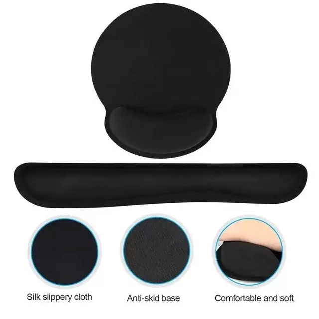 Alt view image 7 of 7 - Mouse Pad and Keyboard Wrist Rest- Ergonomic Wrist Pad for Computer Keyboard and Mouse Pad, Memory Foam Wrist Support for Comfy Typing (Mouse pad Set, Classic Black)