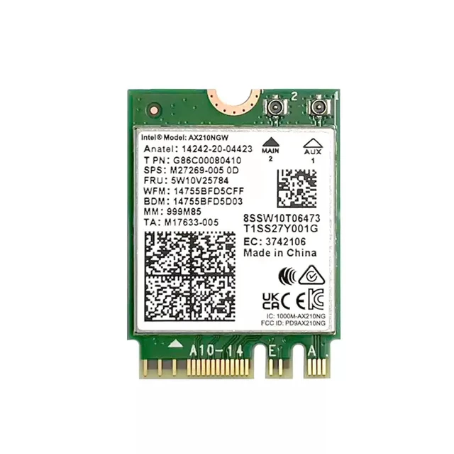 Alt view image 7 of 7 - WiFi 6E Wireless Card Intel AX210 NGW Bluetooth 5.3 Tri-Band 5400Mbps Network Adapter for Laptop Support Windows 10/11 (64bit) M.2/NGFF
