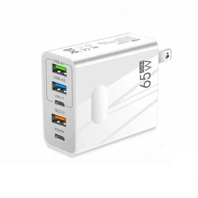 Main image of USB C Charger 65W PD 3.0 GaN Charger Type C Adapter with 5-Port Fast Wall Charger Compatible for iPhone 14 Pro Max/14 Plus/13, MacBook Pro, iPad Pro, Switch, Galaxy S22/S21- white