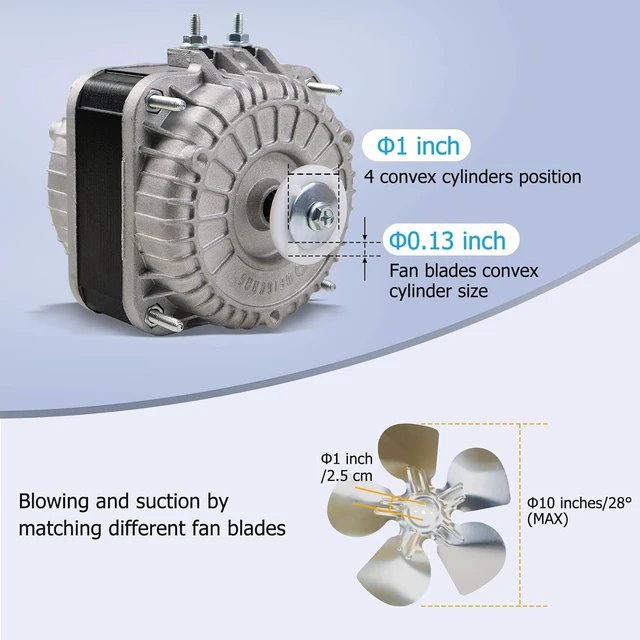 Alt view image 4 of 7 - YZF18-25 Fan AC Motor 120V, 18/70W, 1.01A, 60Hz, 1550RPM, Shaded Pole Condenser Motor for Refrigeration Equipment Radiator Evaporator Freezer
