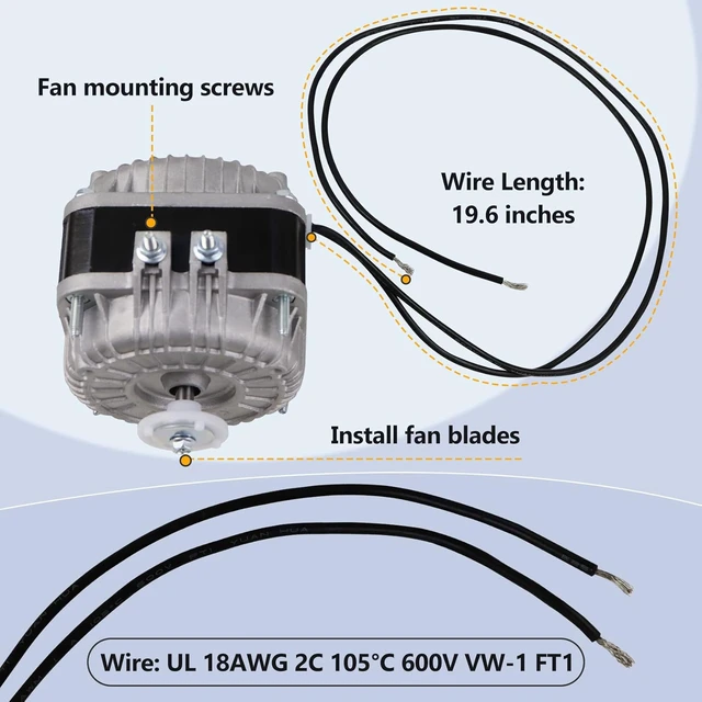 Alt view image 5 of 7 - YZF18-25 Fan AC Motor 120V, 18/70W, 1.01A, 60Hz, 1550RPM, Shaded Pole Condenser Motor for Refrigeration Equipment Radiator Evaporator Freezer