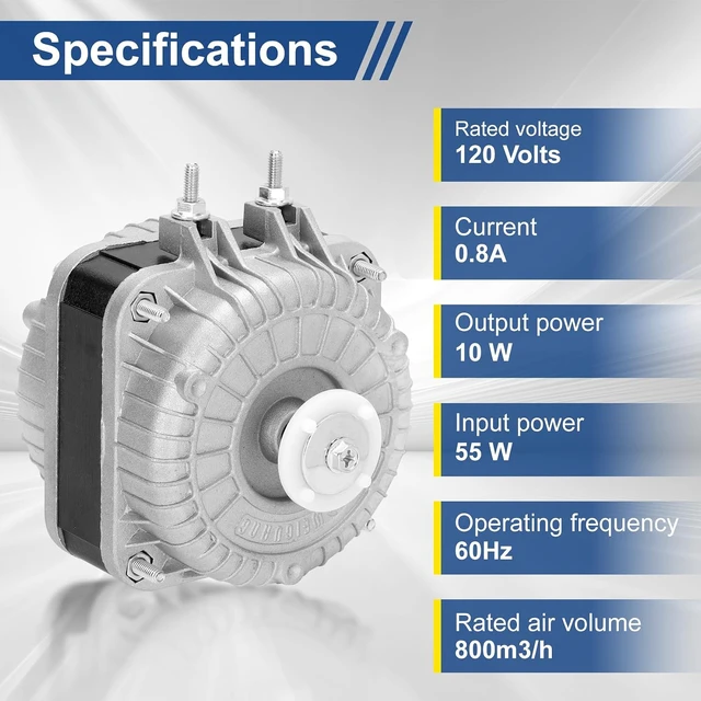 Alt view image 6 of 7 - YZF10-20 Fan AC Motor 120V, 10/55W, 0.8A, 60Hz, 1550RPM, Shaded Pole Condenser Motor for Refrigeration Equipment Radiator Evaporator Freezer