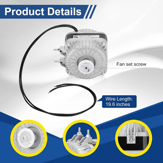 Alt view image 7 of 7 - YZF10-20 Fan AC Motor 120V, 10/55W, 0.8A, 60Hz, 1550RPM, Shaded Pole Condenser Motor for Refrigeration Equipment Radiator Evaporator Freezer