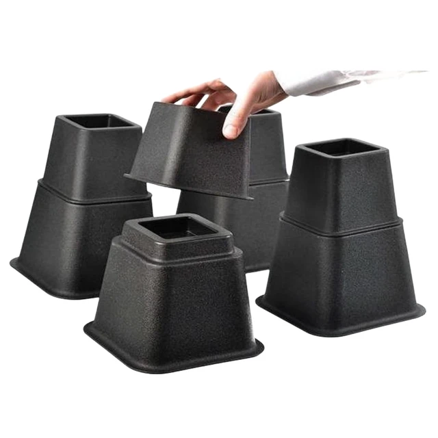 Alt view image 3 of 7 - 8Pcs Heavy Duty Furniture Risers 4 Large & 4 Small Combo, 1100LBS Capacity for Bed, Couch, Chair, Table, Black