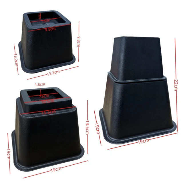 Alt view image 7 of 7 - 8Pcs Heavy Duty Furniture Risers 4 Large & 4 Small Combo, 1100LBS Capacity for Bed, Couch, Chair, Table, Black