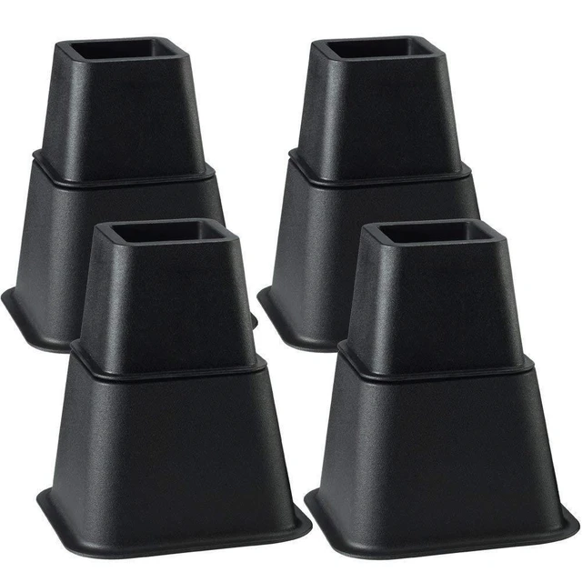 Alt view image 4 of 7 - 8Pcs Heavy Duty Furniture Risers 4 Large & 4 Small Combo, 1100LBS Capacity for Bed, Couch, Chair, Table, Black