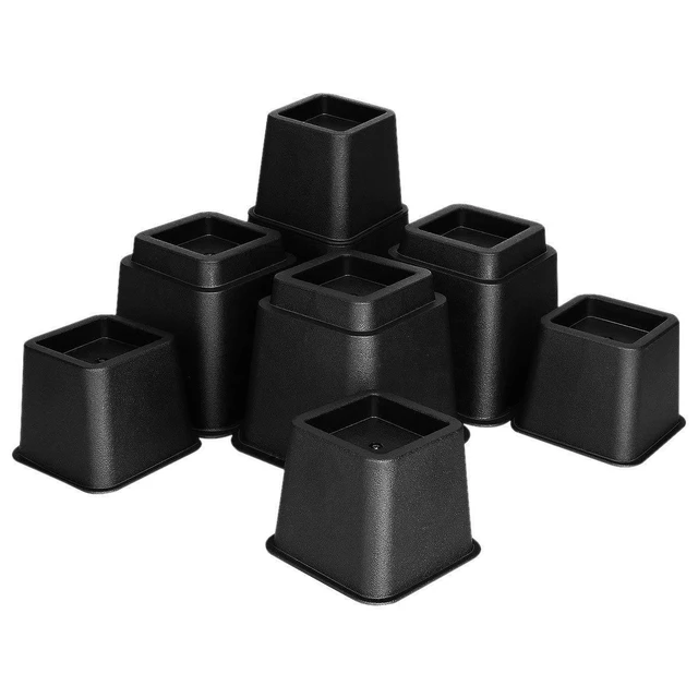 Alt view image 6 of 7 - 8Pcs Heavy Duty Furniture Risers 4 Large & 4 Small Combo, 1100LBS Capacity for Bed, Couch, Chair, Table, Black