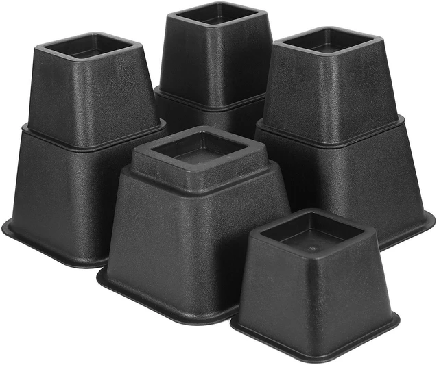 Main image of 8Pcs Heavy Duty Furniture Risers 4 Large & 4 Small Combo, 1100LBS Capacity for Bed, Couch, Chair, Table, Black
