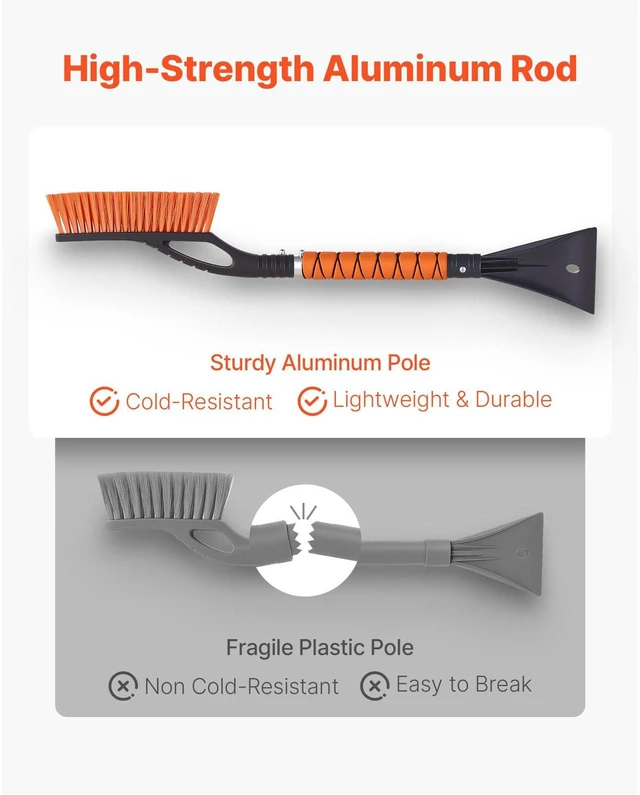 Alt view image 4 of 7 - Snow Brush and Ice Scrapers for Car Windshield, 27-inch Aluminum Snow Scraper Removal Tool with Foam Grip & Scratch-Free Bristles, Detachable and Easy-to-Carry for Cars, Trucks, SUVs, RVs - 1pcs