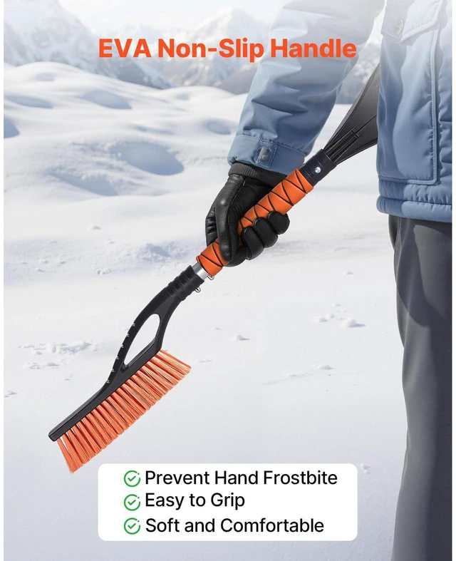 Alt view image 5 of 7 - Snow Brush and Ice Scrapers for Car Windshield, 27-inch Aluminum Snow Scraper Removal Tool with Foam Grip & Scratch-Free Bristles, Detachable and Easy-to-Carry for Cars, Trucks, SUVs, RVs - 1pcs