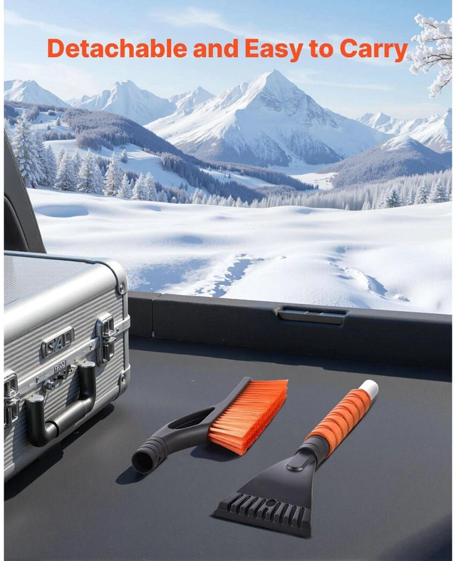 Alt view image 3 of 7 - Snow Brush and Ice Scrapers for Car Windshield, 27-inch Aluminum Snow Scraper Removal Tool with Foam Grip & Scratch-Free Bristles, Detachable and Easy-to-Carry for Cars, Trucks, SUVs, RVs - 1pcs