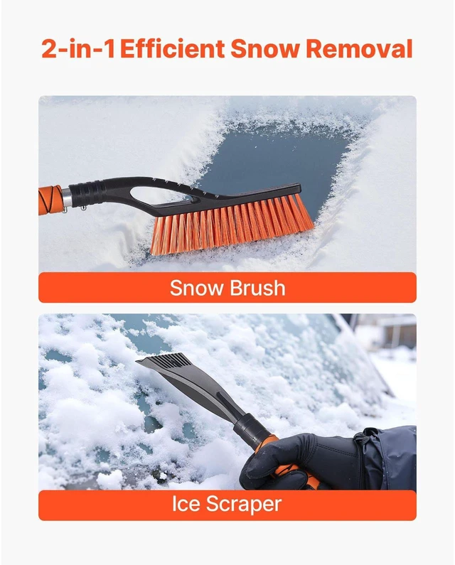 Alt view image 6 of 7 - Snow Brush and Ice Scrapers for Car Windshield, 27-inch Aluminum Snow Scraper Removal Tool with Foam Grip & Scratch-Free Bristles, Detachable and Easy-to-Carry for Cars, Trucks, SUVs, RVs - 1pcs