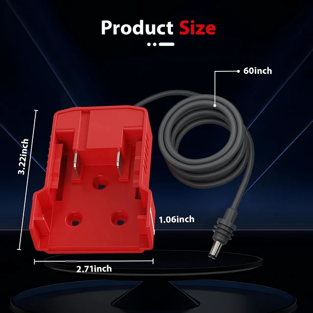 Alt view image 3 of 6 - DC5521 Male Starlink Mini Battery Adapter for Milwaukee M18 Battery 16AWG, Portable Outdoor Camping RV Power Supply