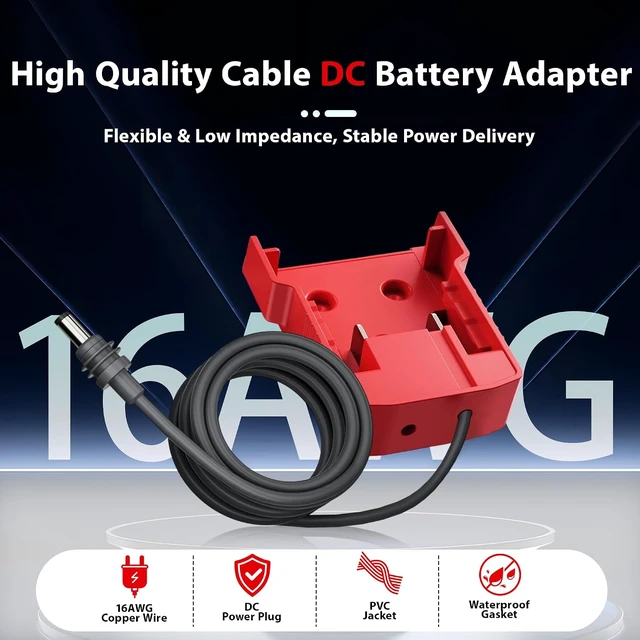 Alt view image 5 of 6 - DC5521 Male Starlink Mini Battery Adapter for Milwaukee M18 Battery 16AWG, Portable Outdoor Camping RV Power Supply
