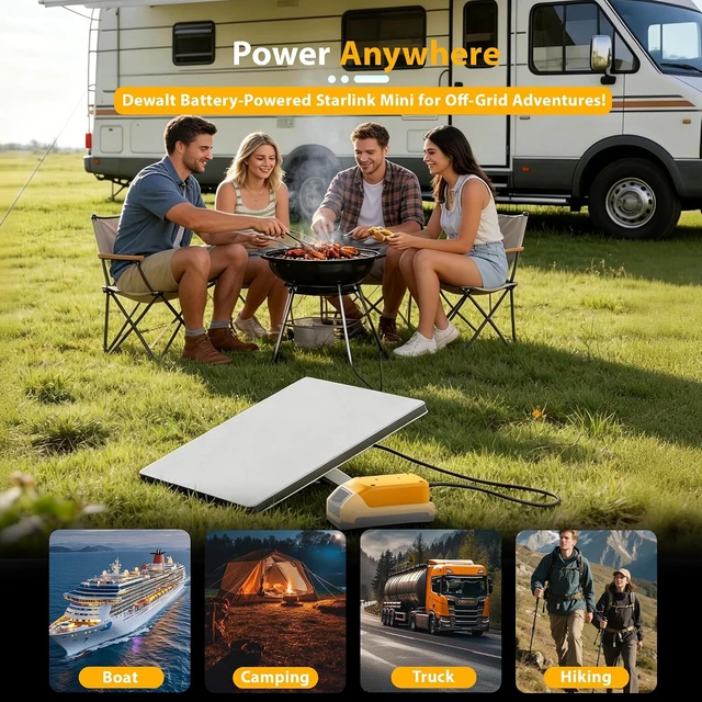 Alt view image 2 of 7 - DC5521 Male Starlink Mini Battery Adapter for Dewalt 20V Battery 18AWG Pure Copper, Portable Outdoor Camping RV Power Supply, Plug-and-Play