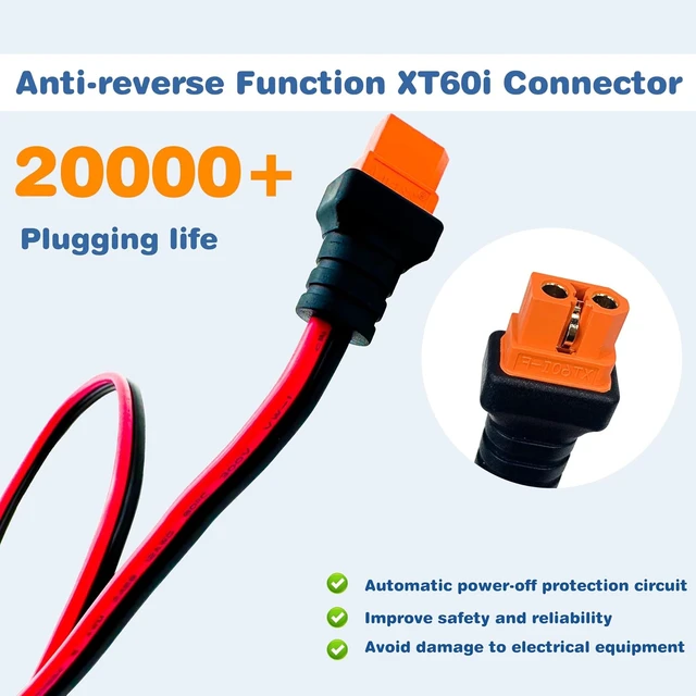 Alt view image 3 of 7 - Solar Panel Kits Charge Cable with XT60i Connectors,Solar Connectors to XT60i Adapter for Portable Power Stations & Solar Generators (12AWG 16.4FT)