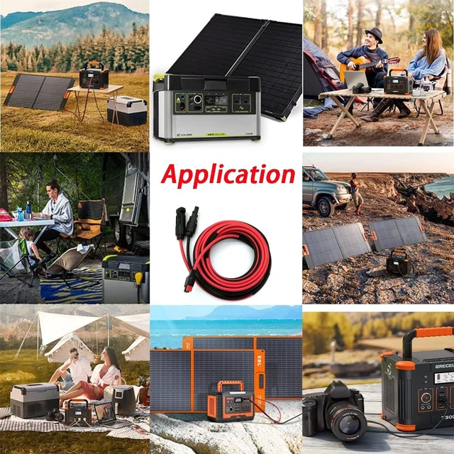 Alt view image 4 of 6 - Solar Panel Kits Charge Cable Compatible with Anderson Adapter and Solar Connectors for Portable Power Stations Solar Generators (10AWG 6 FT Horizontal)